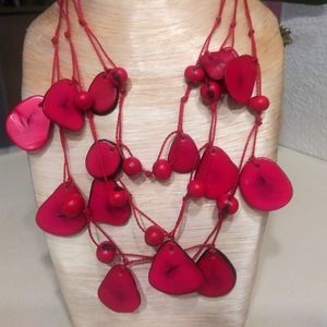 Woman red fun necklace
